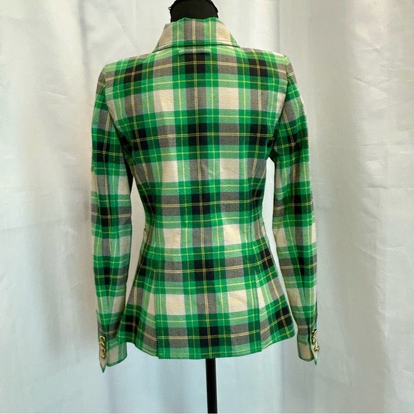 Smythe Green Black Grass Seersucker Plaid Duchess Patch Pocket Blazer Jacket 4 - Picture 7 of 14